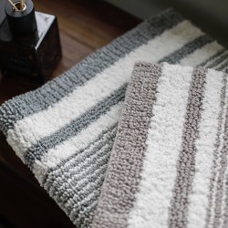 100% Cotton 50x80cm Reversible Handloom Striped Bath Rugs