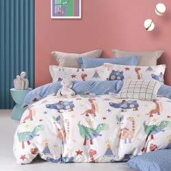elise: 100% Cotton 930TC Children Light Comforter + 2 Pillow Case Set - Dinosaur