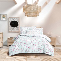elise: 100% Cotton 930TC Children Light Comforter + 2 Pillow Case Set - Unicorn Garden